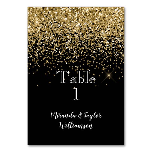 Zwart Goud Glitter Glam Sparkle Kaart (Voorkant)