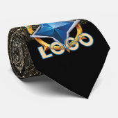 Zwart & Goud Glitter Glam Stijlvolle Bedrijf Logo Stropdas (Opgerold)