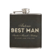 Zwart & Goud Glitter Look Best Man Flask Heupfles (Voorkant)
