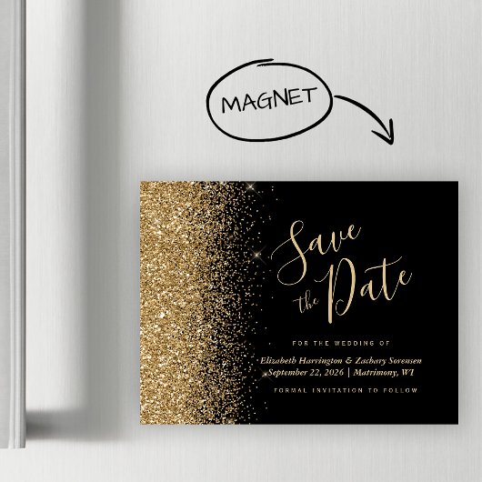 Zwart Goud Glitter Magnetische Huwelijk Save the D