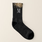 zwart goud glitter monogram sokken (Links binnenkant)