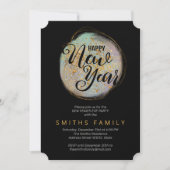 Zwart Goud Glitter Nieuwjaarsfeest Kaart (Voorkant)