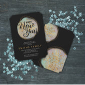 Zwart Goud Glitter Nieuwjaarsfeest Kaart