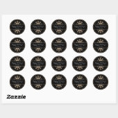 Zwart & Goud Glitter Sneeuwvlok Kerststicker Ronde Sticker (Vel)