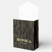 Zwart & goud glitter sparkle verjaardagsfeestje op bedankdoosjes (Geopend)