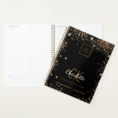 Zwart goud glitter stof business logo 2024 planner (Display)