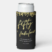 Zwart Goud Glitter Vijftig en Fabulous Verjaardag  (Seltzer Voorkant)