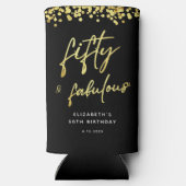 Zwart Goud Glitter Vijftig en Fabulous Verjaardag  (Achterkant)