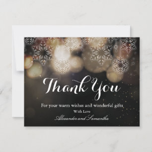 Zwart & Goud Glitter Winter Sneeuwvlok dank je