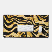 Zwart & Goud Glitter Zebra Monogram Abstract toevo Bureaumat (Keyboard & Muis)