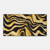 Zwart & Goud Glitter Zebra Monogram Abstract toevo Bureaumat (Voorkant)