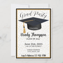 Zwart & Goud Glitters & Sterren 2 Foto Grad Feest Kaart