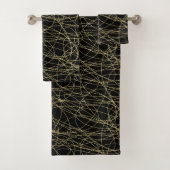 Zwart Goud Glitzy Abstract Bad Handdoek (Insitu)