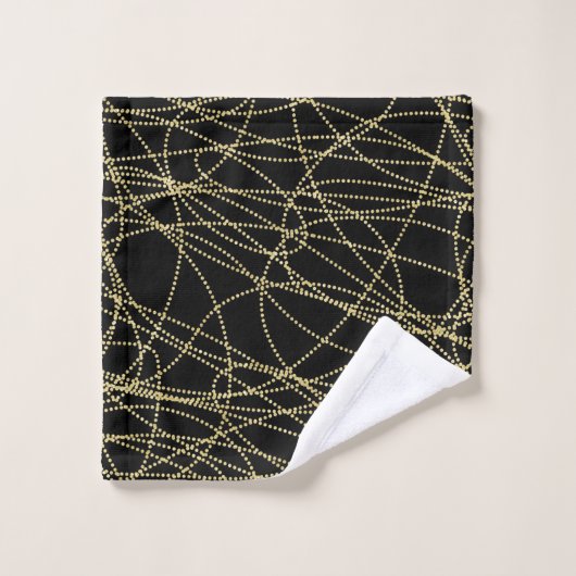 Zwart Goud Glitzy Abstract Bad Handdoek (Wasdoekje)