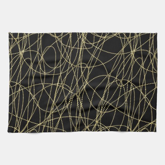 Zwart Goud Glitzy Abstract Theedoek (Horizontaal)
