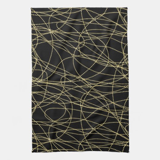 Zwart Goud Glitzy Abstract Theedoek (Verticaal)