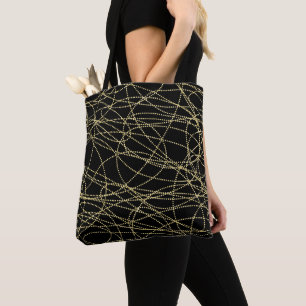 Zwart Goud Glitzy Abstracte Kerst Draagtas