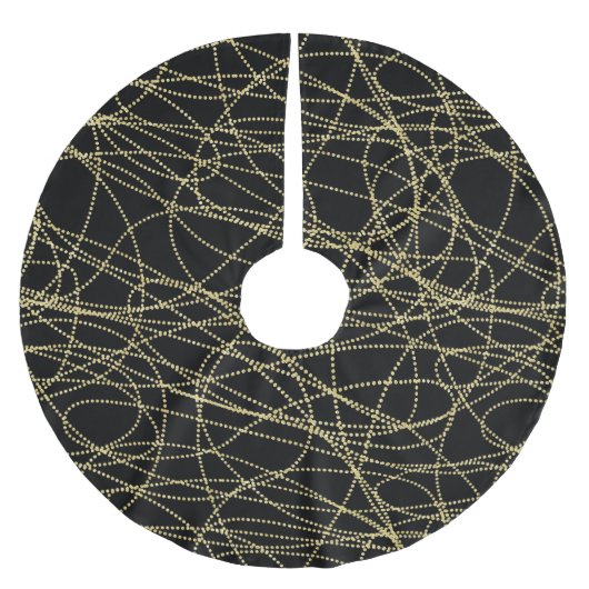 Zwart Goud Glitzy Abstracte Kerst Kerstboom Rok (Voorkant)