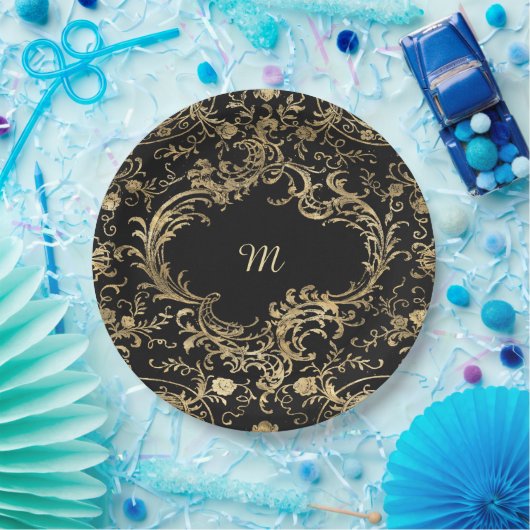 Zwart goud  goud  goud papieren bordje (Feest)