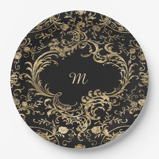 Zwart goud goud goud papieren bordje (Voorkant)