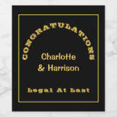 Zwart Goud Grappig Gepersonaliseerde Bruiloft Wijn Etiket (Enkel label)