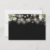 Zwart Goud Groen Bloemen String Lights Trouwen RSVP Kaartje (Achterkant)