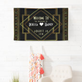 Zwart Goud Grote Gatsby bruiloft Spandoek (Insitu)