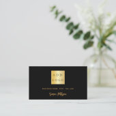 Zwart goud handtekening script QR code logo Visitekaartje (Staand voorkant)