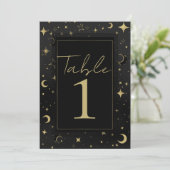 Zwart & Goud Hemelse Maan Sterren Tafelnummer (Staand voorkant)
