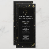 Zwart & Goud Hemelse Maan Sterren Trouwprogramma Programma (Voorkant / Achterkant)