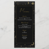 Zwart & Goud Hemelse Maan Sterren Wedding Menu (Voorkant)