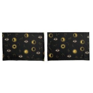 Zwart Goud Hemelse Zon & Maan Zodiac Oog Kussensloop