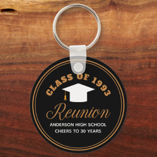 Zwart Goud High School Reunion Custom Party Favor Sleutelhanger