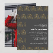 Zwart Goud  Hipster Afstuderen Party Foto Kaart (Voorkant / Achterkant)