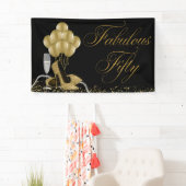 Zwart Goud Hoge Hak Schoen Parels 50ste Verjaardag Spandoek (Insitu)