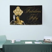 Zwart Goud Hoge Hak Schoen Parels 50ste Verjaardag Spandoek (Beurs)