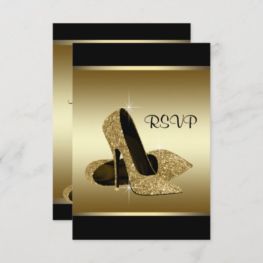 Zwart Goud Hoge Hak Schoen RSVP (Voorkant / Achterkant)