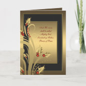 Zwart Goud Holly Christelijk Kerst Kaarten (Voorkant)