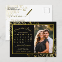 Zwart & Goud Huwelijk Save the Date Kalender Foto