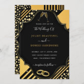 Zwart Goud Ingelijste Trouwuitnodiging Sjabloon (Voorkant / Achterkant)