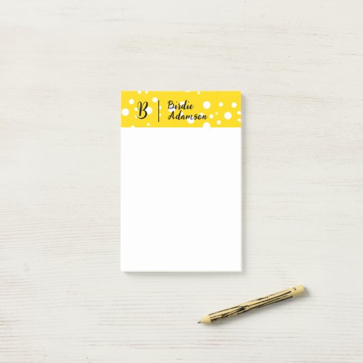 Zwart Goud Initiaal Monogram, Trendy Elegant Naam Post-it® Notes (Op bureau)