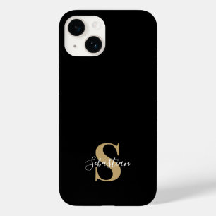 Zwart & Goud Initiele Monogram Naam Personalisat Case-Mate iPhone 14 Hoesje