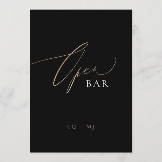 Zwart Goud Kalligrafie 5 x 7 Huwelijk OPEN Bar Tek (Voorkant)