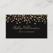 Zwart goud kapsalon make-up artiest luxe modern visitekaartje (Voorkant)