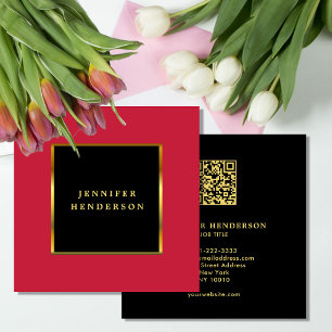 Zwart goud kardinaalrood QR-code professioneel Vierkante Visitekaartje