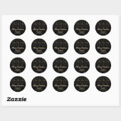Zwart Goud Kerst HOND PAW PRINTS Gepersonaliseerd Ronde Sticker (Vel)