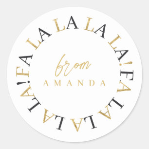 Zwart Goud Kerstmis Fa La ID1009 Ronde Sticker