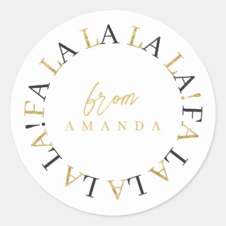 Zwart Goud Kerstmis Fa La ID1009 Ronde Sticker