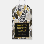 Zwart Goud Kerstmis Merry Patroon#21 ID1009 Cadeaulabel (Voorkant)