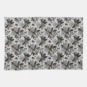 Zwart Goud Kerstmis Merry Pattern#17 ID1009 Theedoek (Horizontaal)